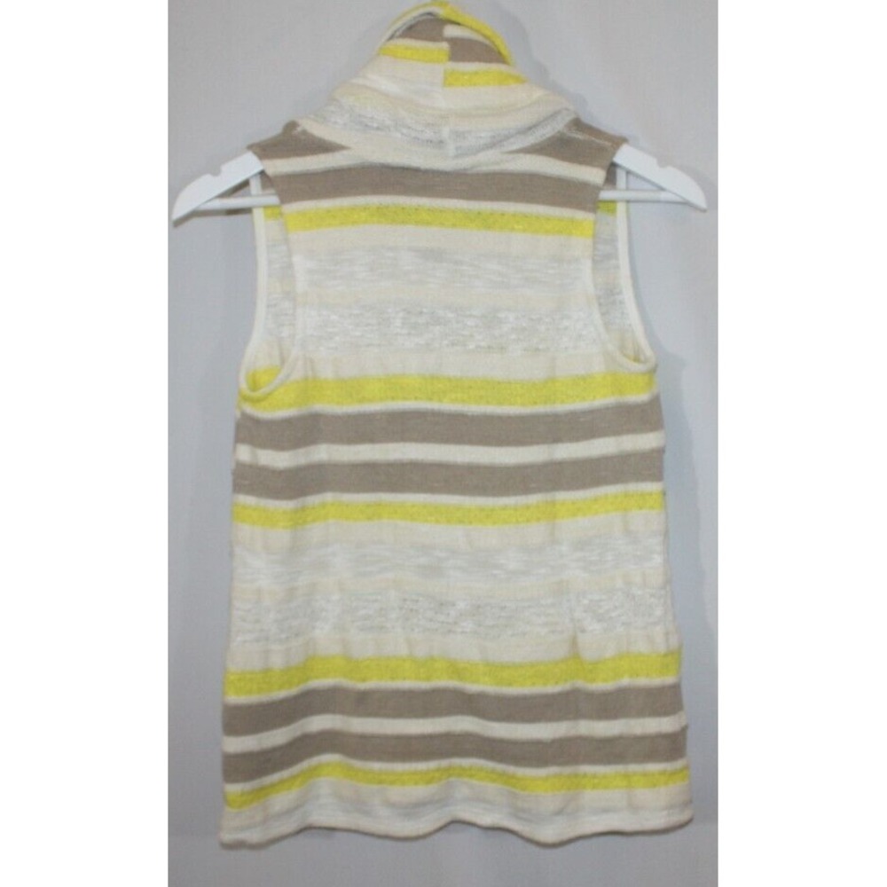 Dolan Top Womens Small Yellow Cowl Neck Striped Sleeveless Knit Sweater Vacation - Picture 3 of 11